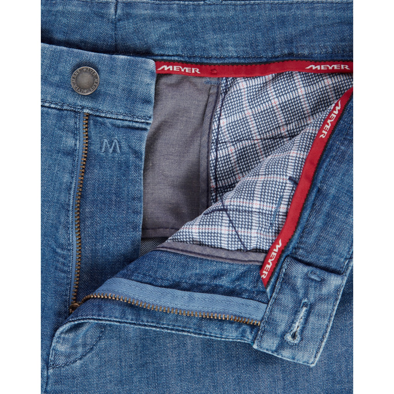 Брюки мужские Meyer Dublin 5-481/18, синие с джинсовым карманом купить вМоскве в интернет-магазине SHOP4BIG - цена, фото, описание