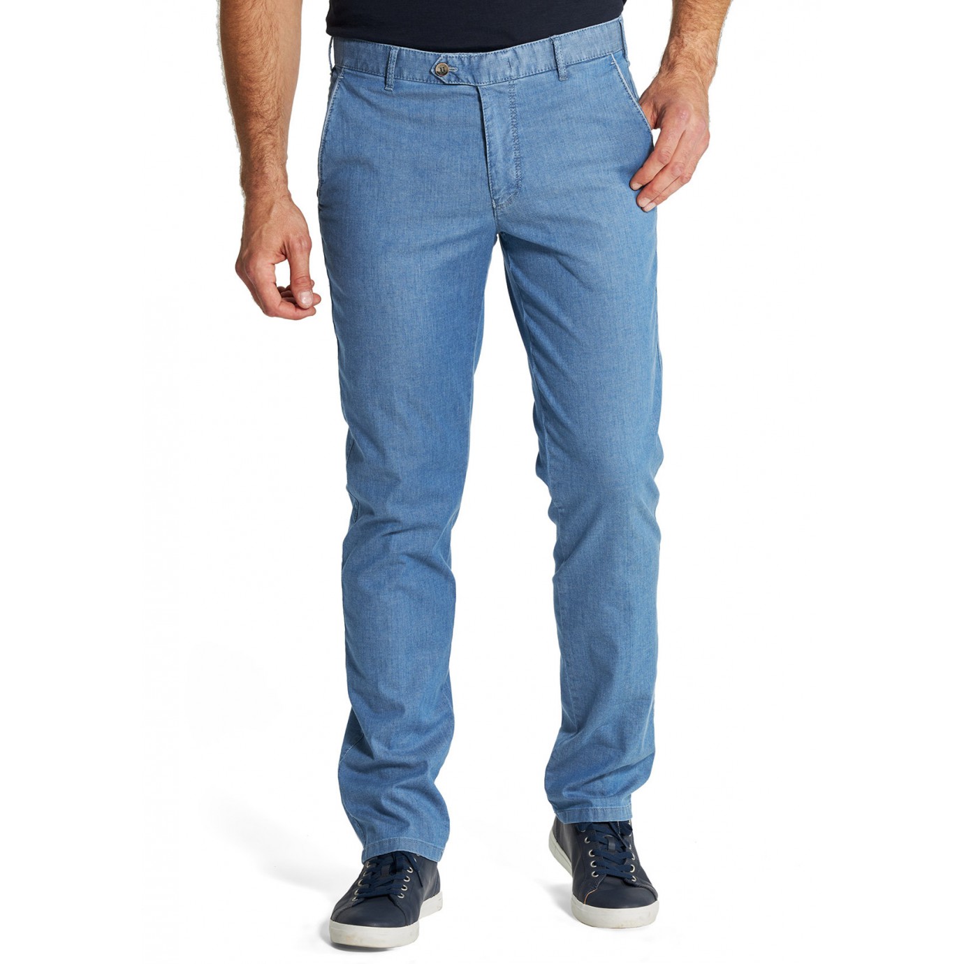 Брюки мужские Meyer Bonn 5-685/16 из легкой летней джинсовой ткани голубогоцвета купить в Москве в интернет-магазине SHOP4BIG - цена, фото, описание