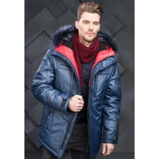 Куртка зимняя мужская с климат-контролем AutoJack 0478 цвет синий с красными вставками