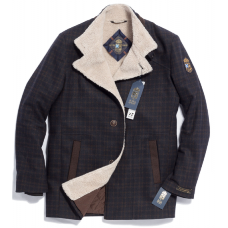 Пальто мужское Royal Spirit, модель Позитив сине-коричневое