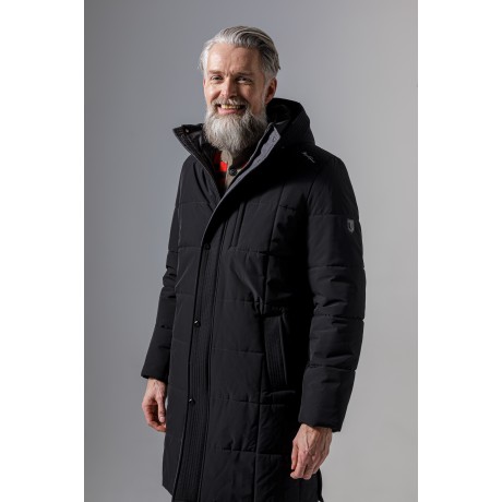 Куртка зимняя мужская Royal Spirit, модель Костелло черная с капюшоном