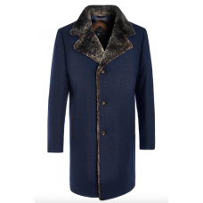 Пальто мужское Royal Spirit, модель Дюма синее меланжевое