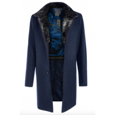Пальто мужское Royal Spirit, модель Киплинг синее меланжевое