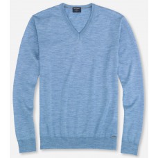Пуловер мужской Olymp 01501011, голубой шерстяной с V-образным вырезом