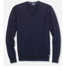 Пуловер мужской Olymp 01501018, синий шерстяной с V-образным вырезом