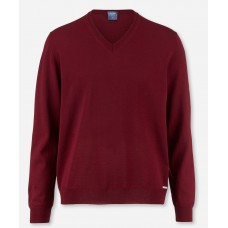 Пуловер мужской Olymp 01501039, бордовый шерстяной с V-образным вырезом