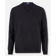 Пуловер мужской Olymp 01501069, темно-серый шерстяной с V-образным вырезом