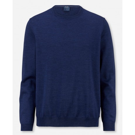Пуловер мужской Olymp 01501115, синий шерстяной с круглым воротом