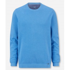 Пуловер мужской Olymp 53115574, голубой из структурного хлопка с круглым вырезом