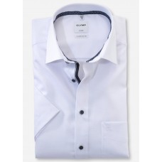 Рубашка мужская OLYMP Luxor Comfort fit, артикул 10627200 с коротким рукавом,белая фактурная
