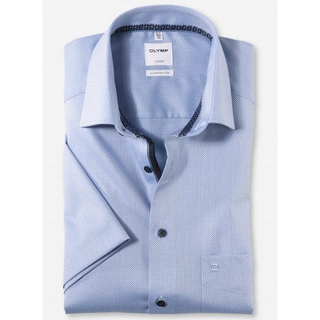 Рубашка мужская Olymp 10627211, Comfort fit с коротким рукавом,голубая фактурная