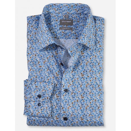 Рубашка мужская Olymp 10632422, Comfort fit, голубая с принтом