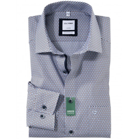 Рубашка мужская Olymp 10708428, Comfort fit, коричнево-голубая с графическим дизайном