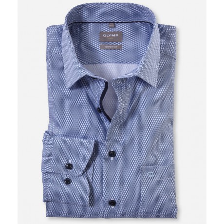 Рубашка мужская Olymp 10802411, Comfort fit, голубая с геометрическим рисунком
