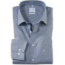 Рубашка мужская Olymp 10846427, Comfort fit, сине-коричневая с геометрическим рисунком