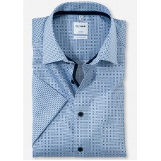 Рубашка мужская OLYMP Luxor Comfort fit, артикул 11817211 с коротким рукавом,голубая с рисунком