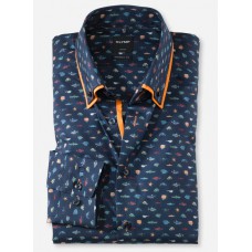 Рубашка мужская OLYMP Luxor Modern fit, артикул 12655418 темно-синяя с морским принтом