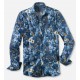 Рубашка мужская Olymp Casual 40034418, Modern fit, хлопковая синяя с цветочным принтом