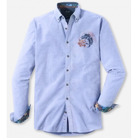 Рубашка мужская Olymp Casual 40046418, Modern fit, хлопковая голубая