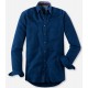 Рубашка мужская Olymp Casual 40606418, Modern fit, хлопковая синяя, структура ткани в ёлочку