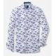 Рубашка мужская Olymp Casual 40805400, Modern fit, льняная белая с принтом рыбки