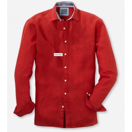 Рубашка мужская Olymp Casual 41187405, Modern fit, льняная красная