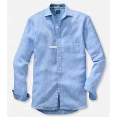 Рубашка мужская Olymp Casual 41187410, Modern fit, льняная голубая