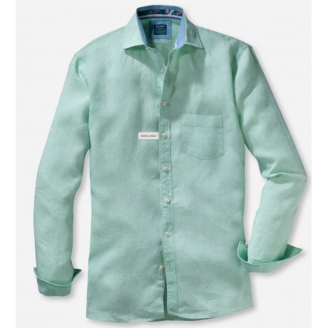 Рубашка мужская Olymp Casual 41187446, Modern fit, льняная светло-зеленая