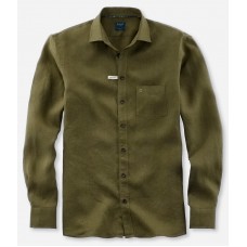Рубашка мужская Olymp Casual 40941428, Modern fit, льняная цвета хаки
