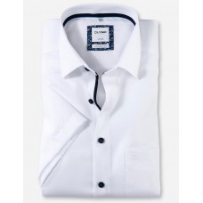 Рубашка мужская OLYMP Luxor Comfort fit, артикул 10241200 с коротким рукавом,белая фактурная