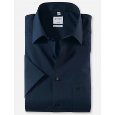 Рубашка мужская OLYMP Luxor Comfort fit, артикул 10441218 с коротким рукавом,темно-синяя фактурная