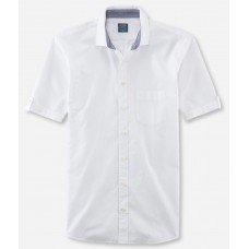 Рубашка мужская Olymp Casual 40761200, Modern fit, хлопковая белая с коротким рукавом