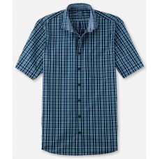 Рубашка мужская Olymp Casual 40801245, Modern fit, хлопковая в синюю клетку с коротким рукавом